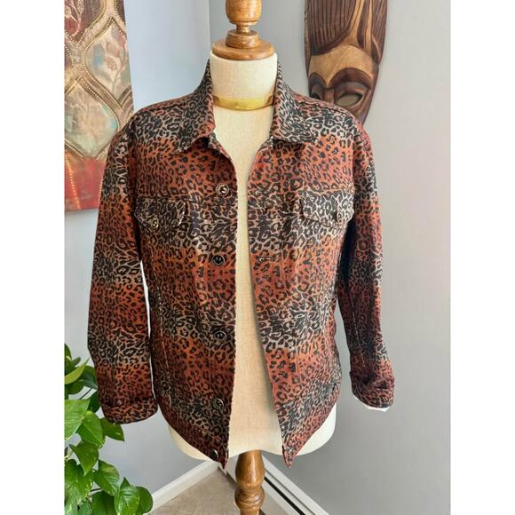 BruceGlen Linear Leopard Jean Jacket - Picture 4 of 9